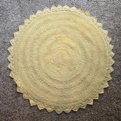 Sunny Yellow Round Scalloped Rug #2