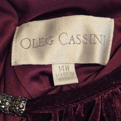 Oleg Cassini Wine Velvet Formal Dress