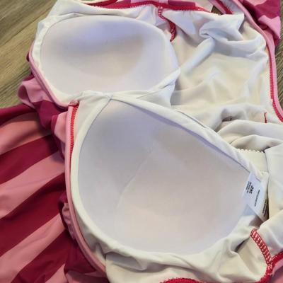 New with Tags Ruffle Pink Stripe Bathing Suit