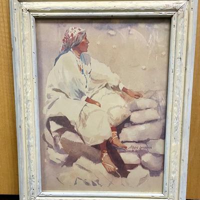 Framed Art: Signed Watercolor Lithograph "Aquila" by Albert Landeros.