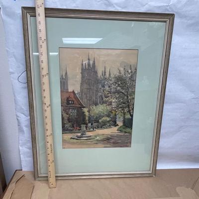 Framed Art: Watercolor Lithograph by Marc Nicolas Markovitch - Canterbury Cathedral by A. Marc