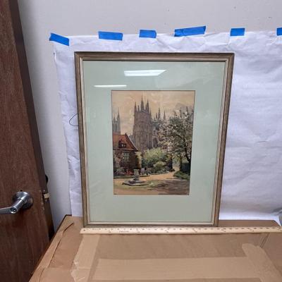 Framed Art: Watercolor Lithograph by Marc Nicolas Markovitch - Canterbury Cathedral by A. Marc
