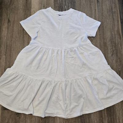 White Cotton Ruffle Dress