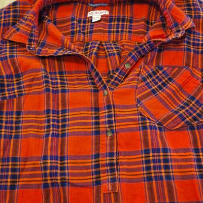 Red & Blue Plaid Flannel Mid Thigh Shirt