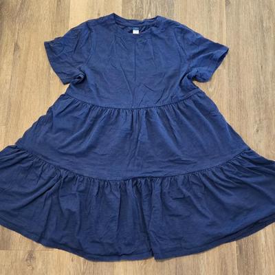 Blue Cotton Ruffle Dress