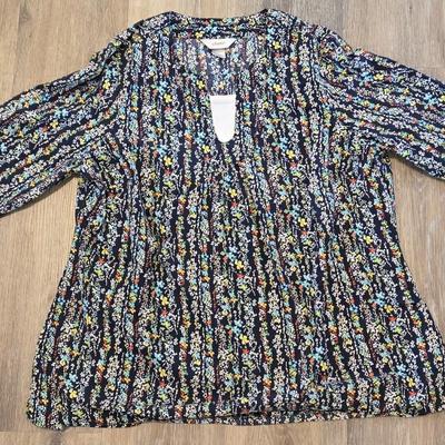 CJ Banks Yellow & White Striped Cotton Top and Floral Top