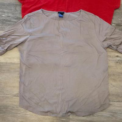 Ann Taylor/ The Loft Red Top and Gray Top