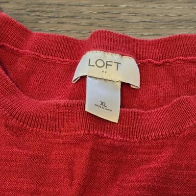 Ann Taylor/ The Loft Red Top and Gray Top