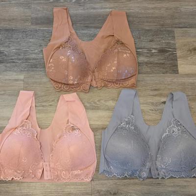 (3) New Soft Front Closure Bras