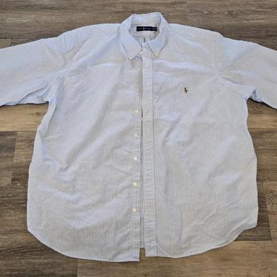 Men's Ralph Lauren Polo Blue & White Button Down Shirt