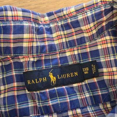 Men's Ralph Lauren Polo Plaid Orange & Blue Plaid Button Down Shirt