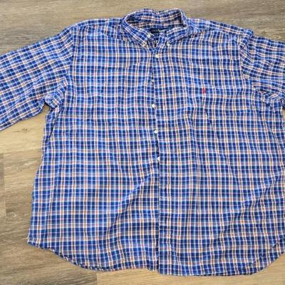 Men's Ralph Lauren Polo Plaid Orange & Blue Plaid Button Down Shirt