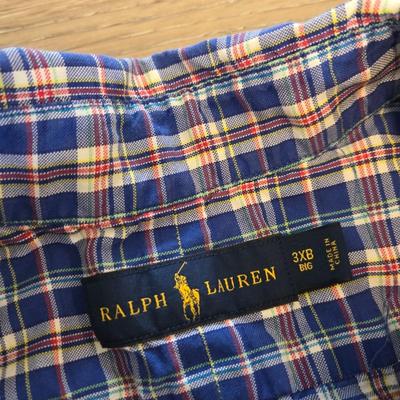 Men's Ralph Lauren Polo Plaid Orange & Blue Plaid Button Down Shirt