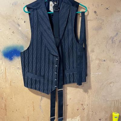 Wah Maker vest with tie and suspenders
