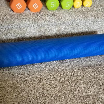 8, 5, and 2 Lb Weights and Yoga Mat