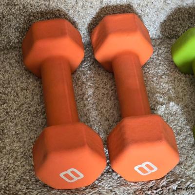 8, 5, and 2 Lb Weights and Yoga Mat