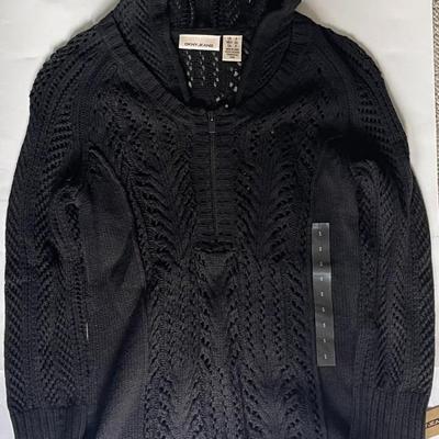 Brand New with Tags - DKNY Jeans Black Knit Hooded Cardigan (Size S)