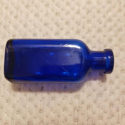 Three Blue Vintage Glass Bottles (P-KD)