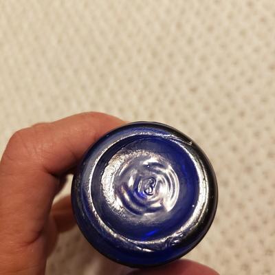 Three Blue Vintage Glass Bottles (P-KD)