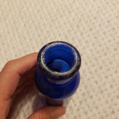Three Blue Vintage Glass Bottles (P-KD)