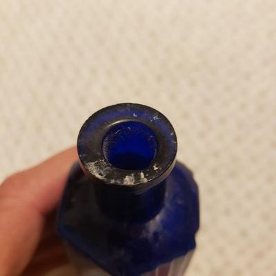 Three Blue Vintage Glass Bottles (P-KD)