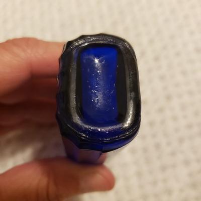 Three Blue Vintage Glass Bottles (P-KD)