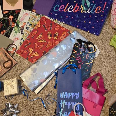 Large Lot of Gift Bags, Wrapping Paper, Tissue Paper & More