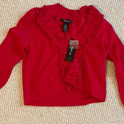 Brand New w/Tags Style&Co. Petite PP Red Ruffled Sweater