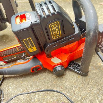 Black & Decker Cordless Chain Saw, Hedge Trimmer, Battery, Charger