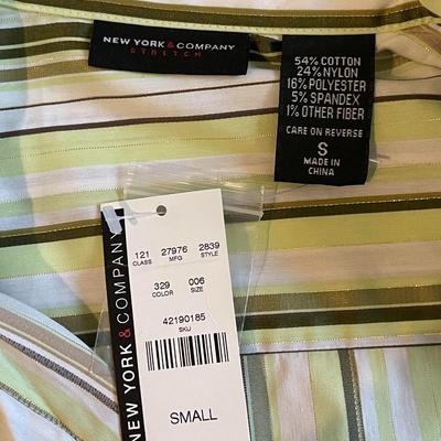 Brand New with Tags New York & Company Green Striped Button-Down Shirt
