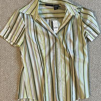 Brand New with Tags New York & Company Green Striped Button-Down Shirt