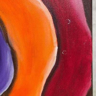 Rainbow Rose #5 Painting on 22" Square Canvas signed Maria Greene 2006