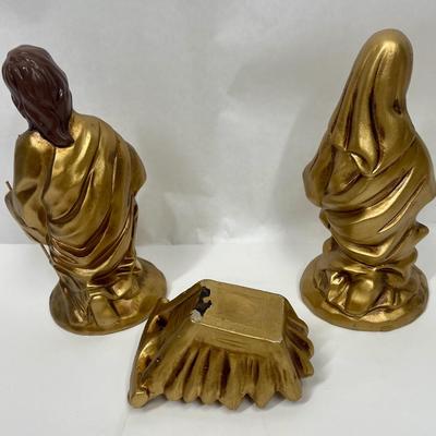 Vintage Gold Nativity Joseph Mary Baby Jesus Figurine Japan