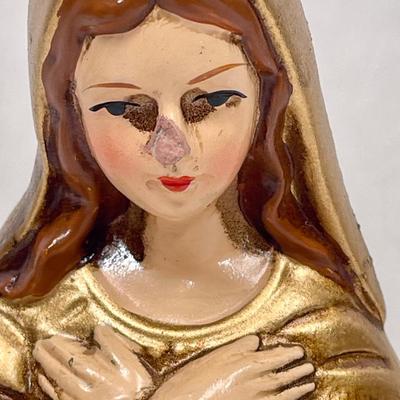 Vintage Gold Nativity Joseph Mary Baby Jesus Figurine Japan