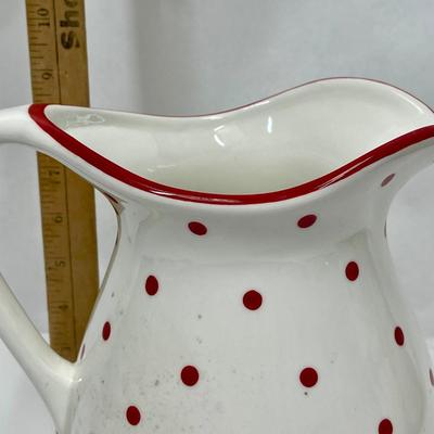 Hallmark Vintage Ceramic Pitcher Cherry Themed White & Red