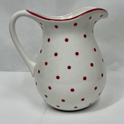 Hallmark Vintage Ceramic Pitcher Cherry Themed White & Red