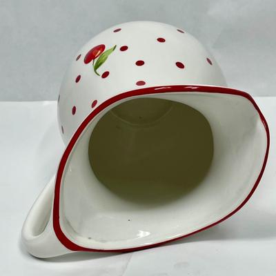 Hallmark Vintage Ceramic Pitcher Cherry Themed White & Red