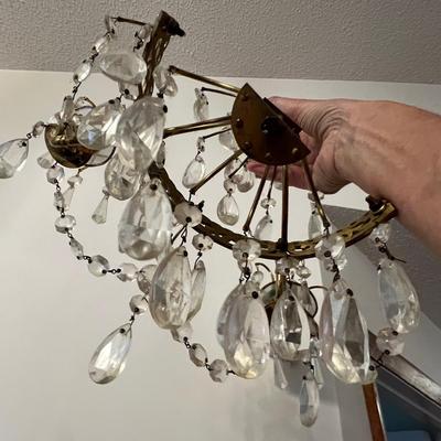Pair of Ornate Brass/Glass Wall Sconces (LR-RG)