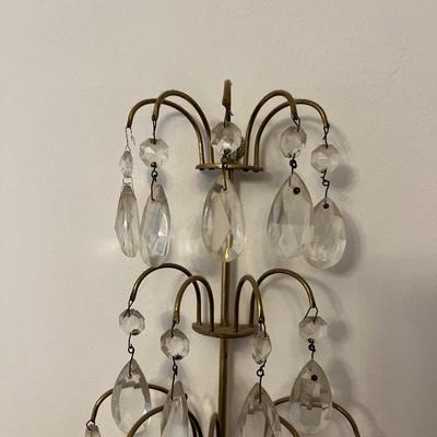 Pair of Ornate Brass/Glass Wall Sconces (LR-RG)
