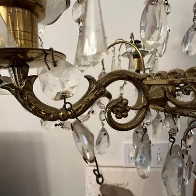 Pair of Ornate Brass/Glass Wall Sconces (LR-RG)