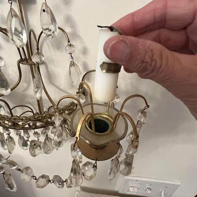 Pair of Ornate Brass/Glass Wall Sconces (LR-RG)