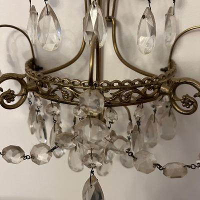 Pair of Ornate Brass/Glass Wall Sconces (LR-RG)