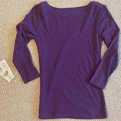 Brand New w/Tags - Great Plains Women's Purple Long-Sleeved Tee with Button-Adorned Sleeves (Size XS)