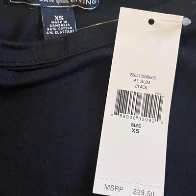 Brand New w/Tags - 2 American Living Cotton Tees (Size XS) - Black & Blue