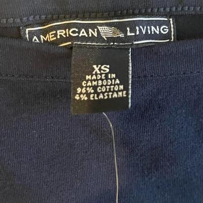 Brand New w/Tags - 2 American Living Cotton Tees (Size XS) - Black & Blue
