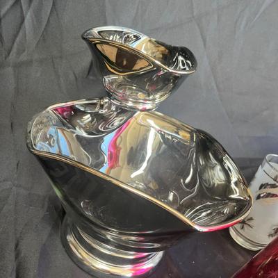 Vintage party chip & dip leaf tumblers + more