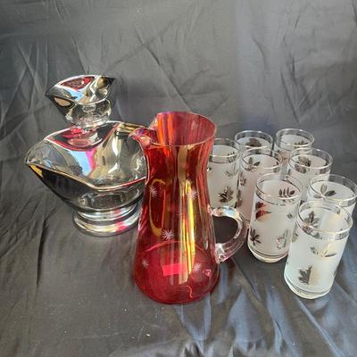 Vintage party chip & dip leaf tumblers + more