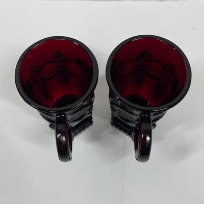 Avon Ruby Red Glass Mugs