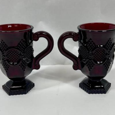 Avon Ruby Red Glass Mugs