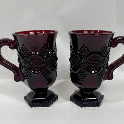 Avon Ruby Red Glass Mugs